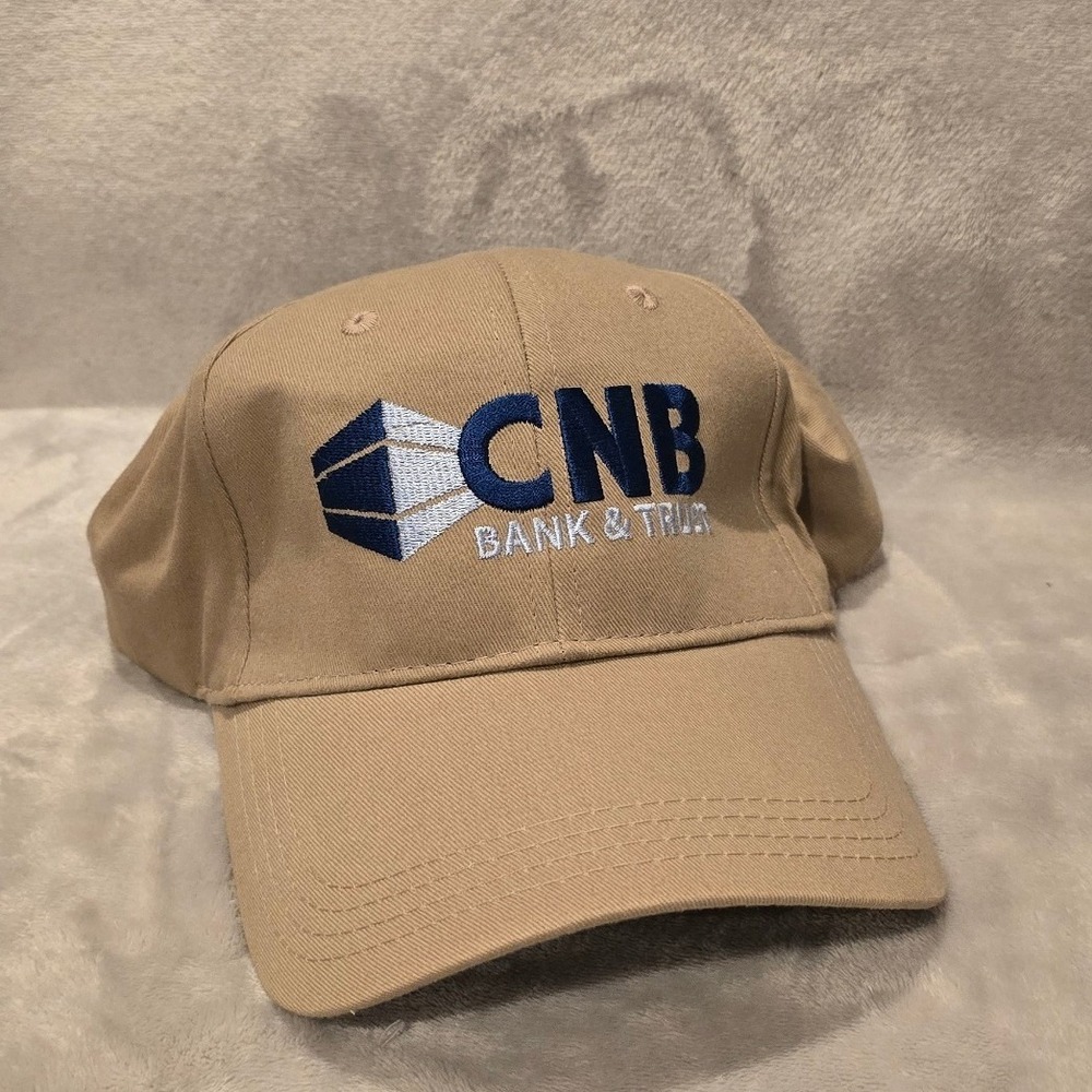 CNB Bank & Trust Tan Khaki Embroidered Baseball Cap Hat Adjustable